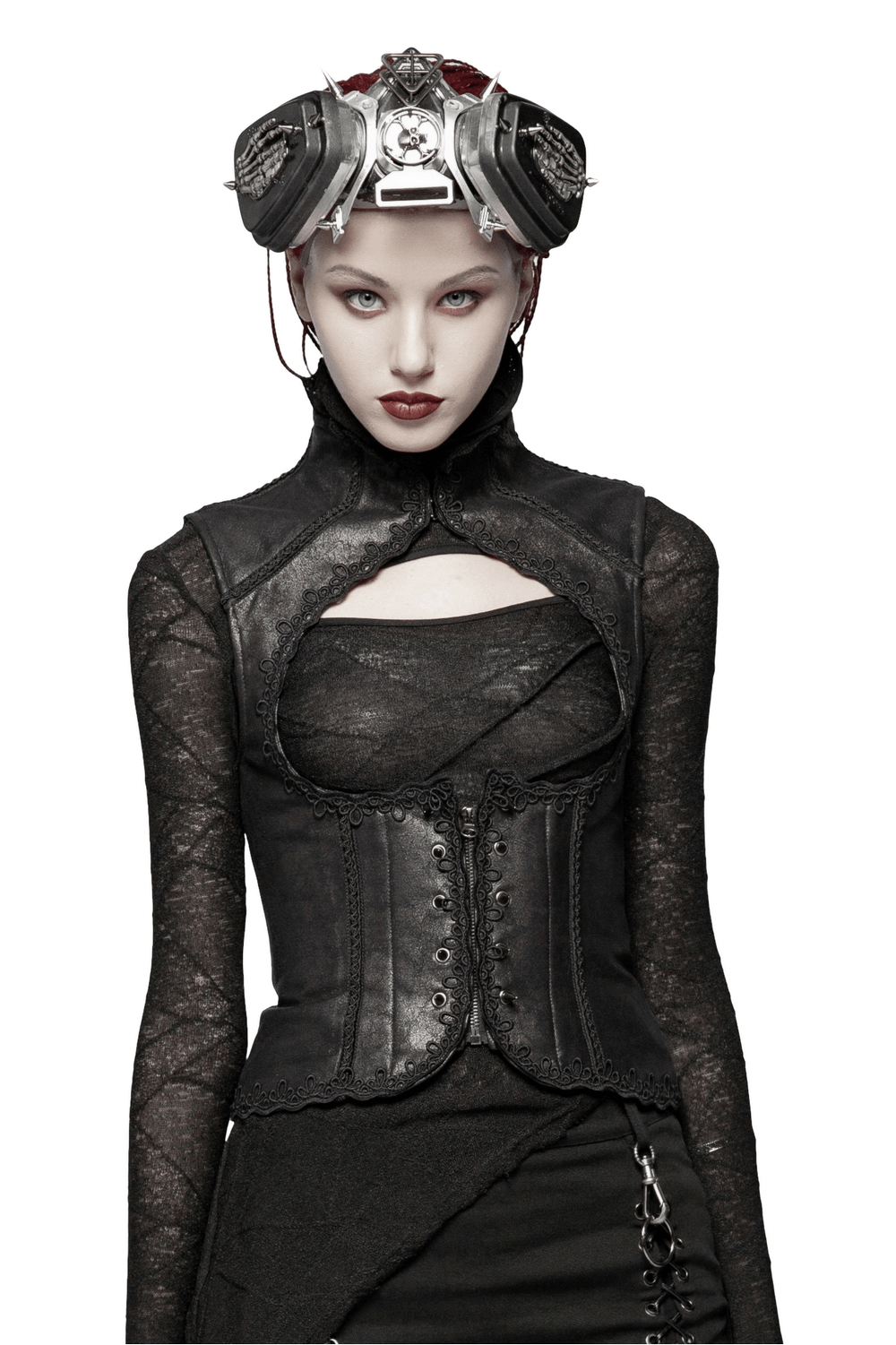 Steampunk Vintage Women's Waistcoat with Lace Overlay