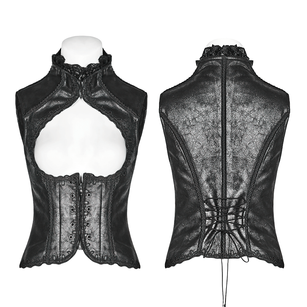Steampunk Vintage Women's Waistcoat with Lace Overlay