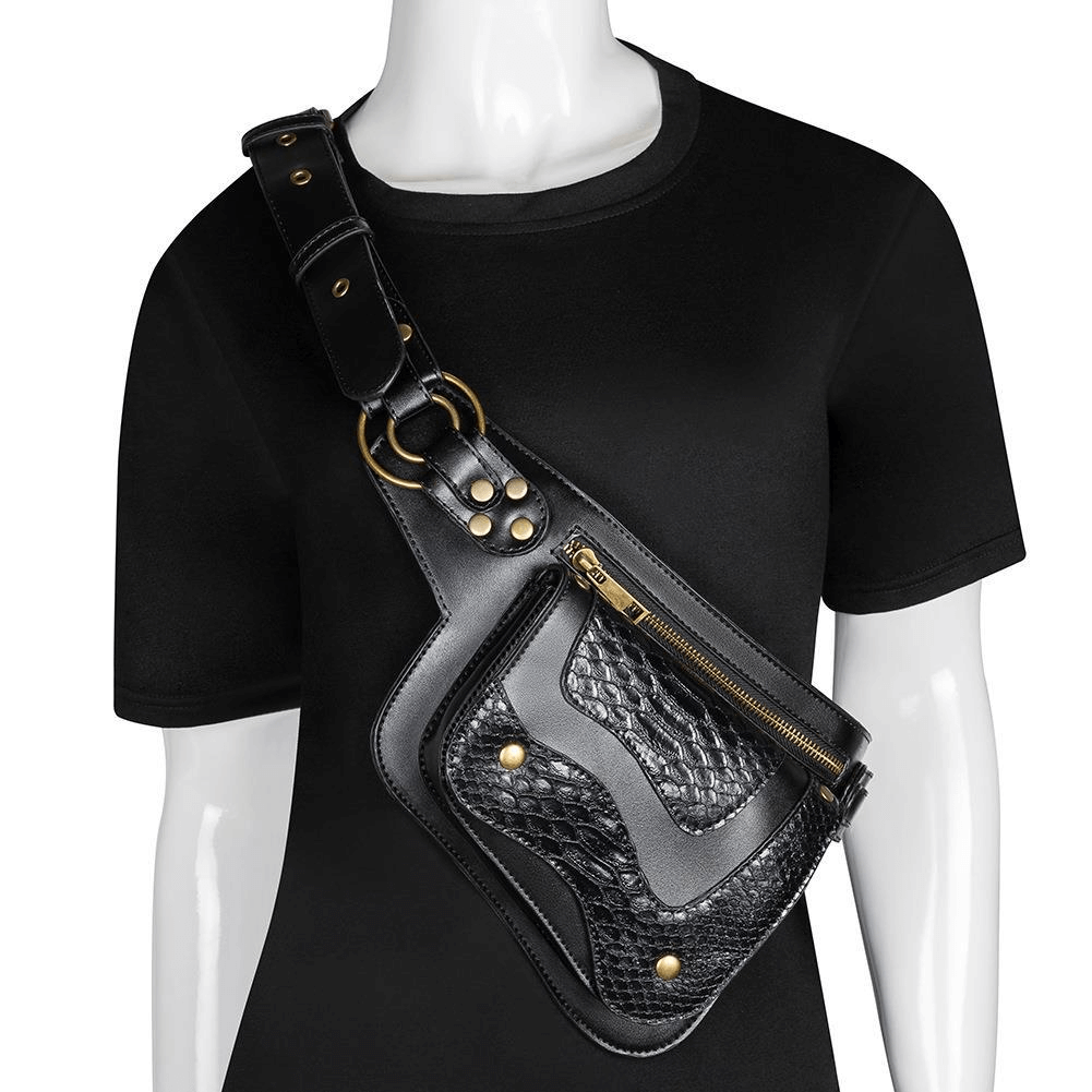 Steampunk Waist Bag With Adgustable Buckle Belt / Outdoor Crossbody Bag - HARD'N'HEAVY