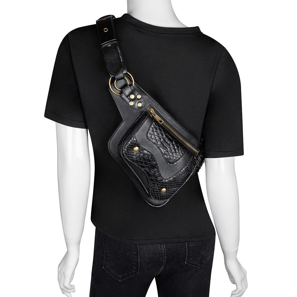Steampunk Waist Bag With Adgustable Buckle Belt / Outdoor Crossbody Bag - HARD'N'HEAVY