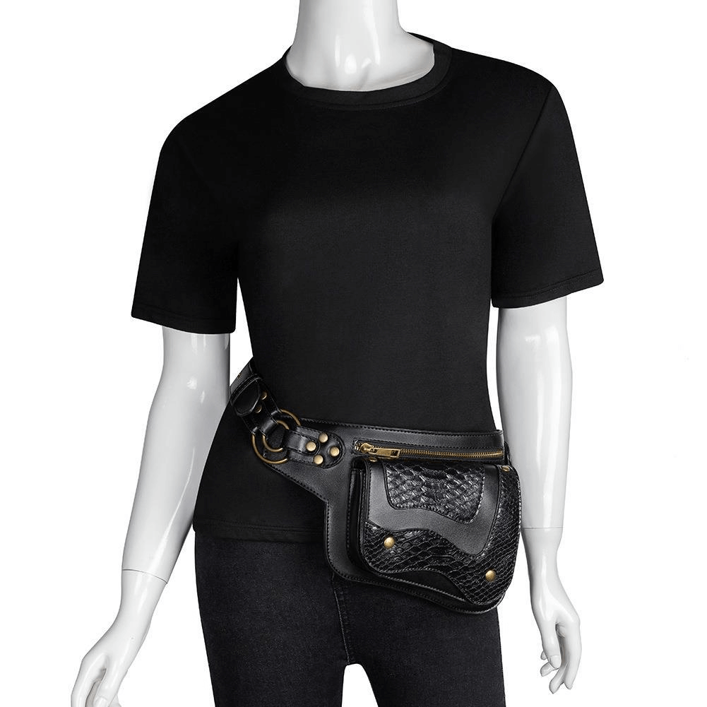 Steampunk Waist Bag With Adgustable Buckle Belt / Outdoor Crossbody Bag - HARD'N'HEAVY