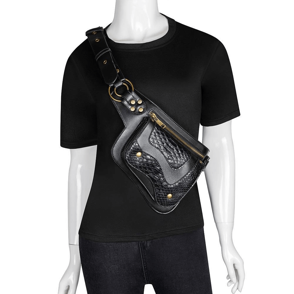 Steampunk Waist Bag With Adgustable Buckle Belt / Outdoor Crossbody Bag - HARD'N'HEAVY