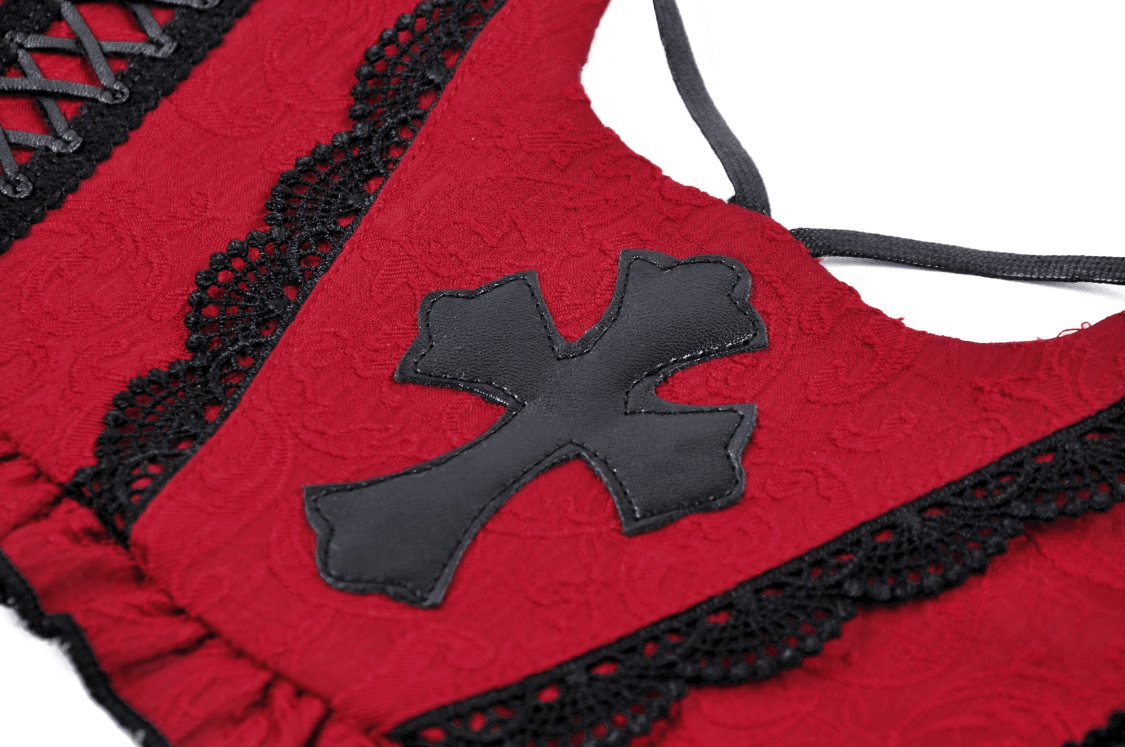 Steampunk Women's Corset Belt with Gothic Black Cross