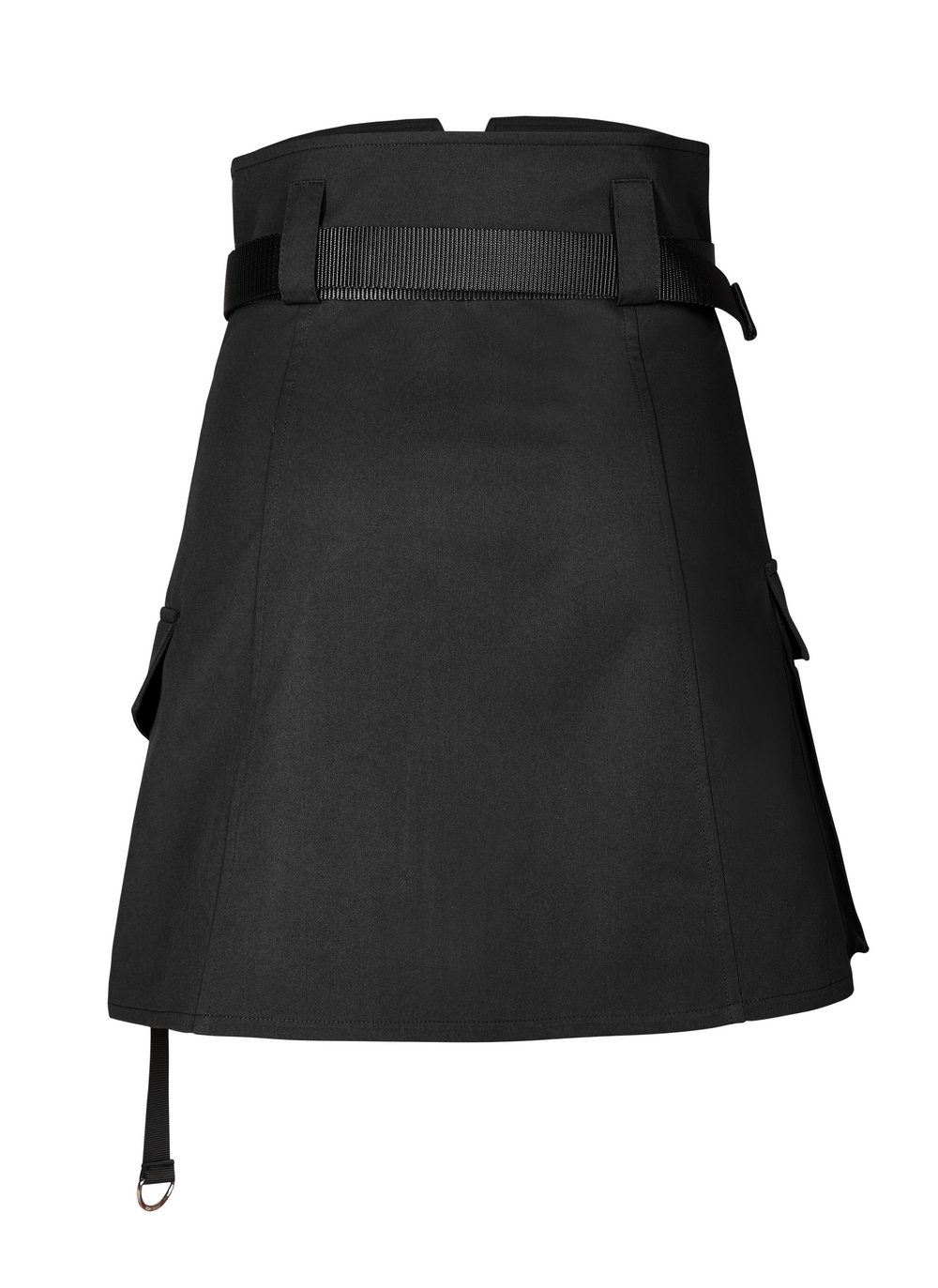 Asymmetrical high waist tactical skirt with zippered pockets and customizable gift belt, perfect for urban punk style.