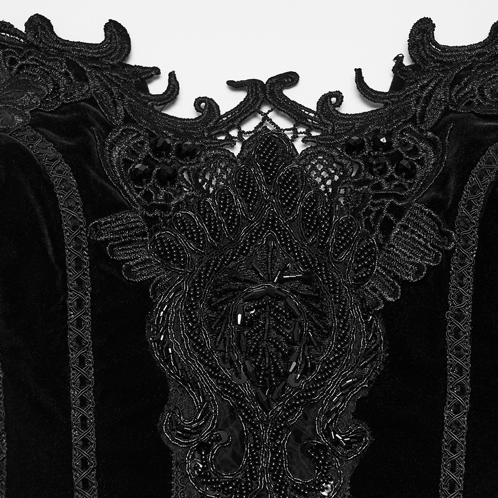 Auffälliges Gothic-Corsett mit Veloursleder- und Spitzeneinsätzen