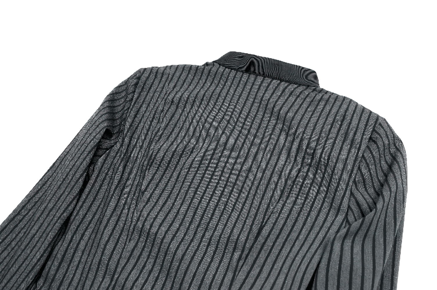 Striking Lace Bib Pinstripe Long Sleeved Flared Mini Dress, women’s black ribbed mini dress with high neck and long sleeves
