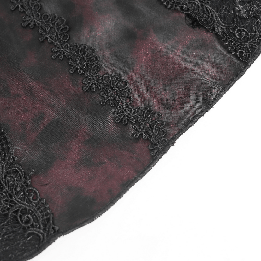Striking Women's Halter Mini Dress with Corset Lacing Detail featuring dark marbled fabric and elegant lace trim. 