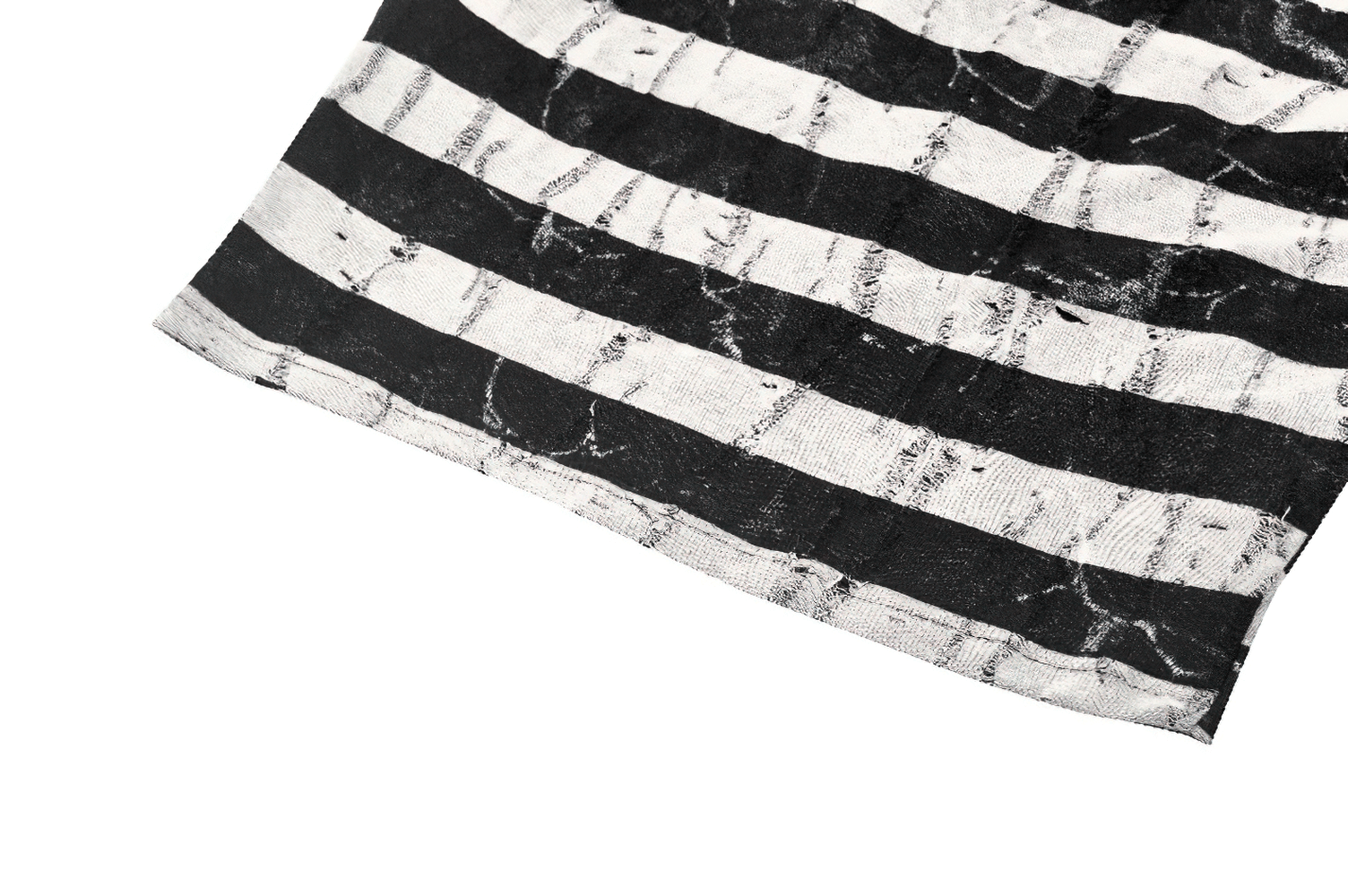 Close-up of black and white striped fabric for gothic Lolita crop top, showing unique texture and pattern.