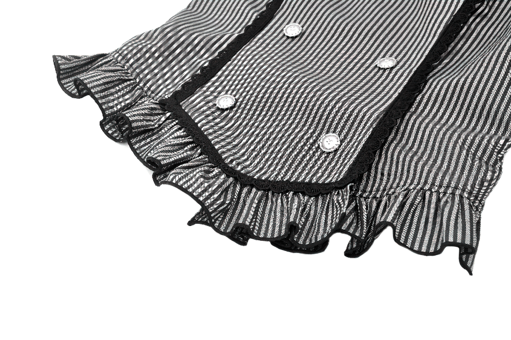Blusa gótica de rayas con detalles de lazo y encaje