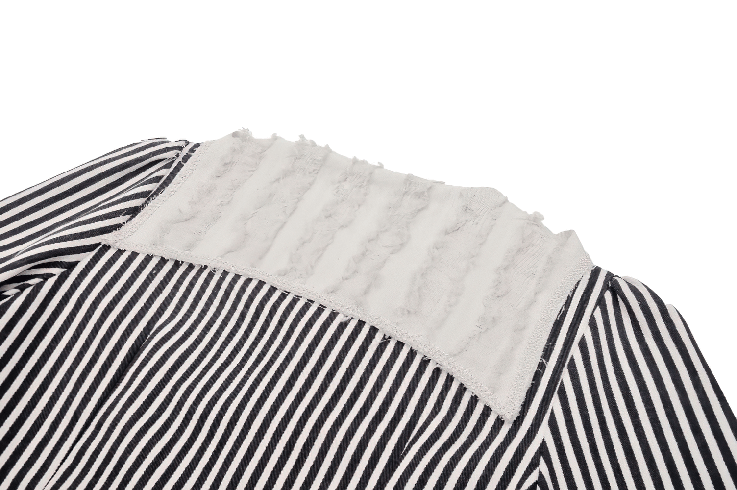 Back view of Striped Gothic Lolita crop top showcasing puff sleeves and chic ruffled detailing.