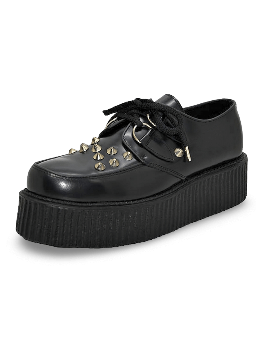 Studded Black Creepers with Double Sole and Lace-Up