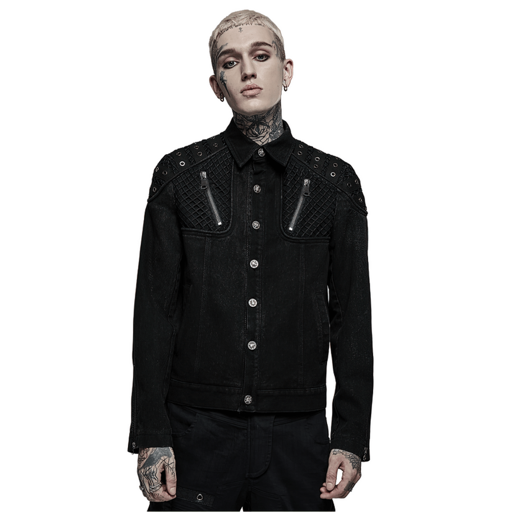Studded Black Denim Jacket - Urban Gothic Style - HARD'N'HEAVY
