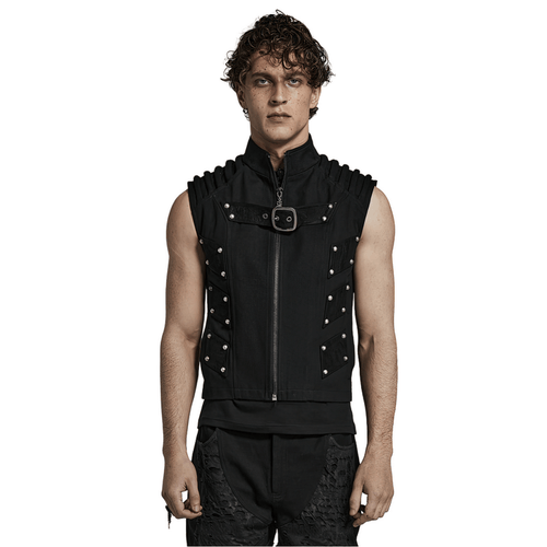 Nietenbesetzte schwarze Punk-Weste – Urban Gothic Gear