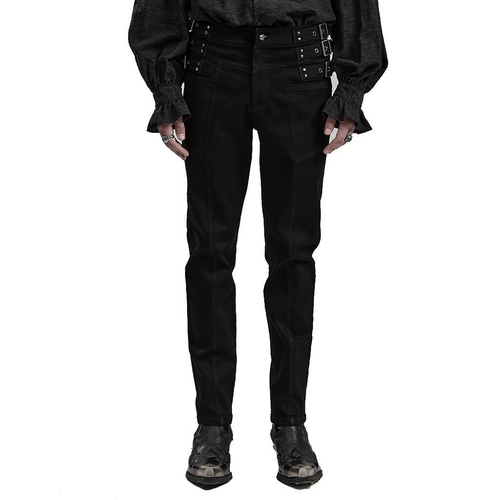 Slim-Fit Gothic-PUNK-Denimhose mit Nietenbund