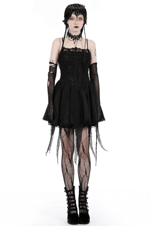 Atemberaubendes Gothic-Spitzenkleid mit Trägern für Damen