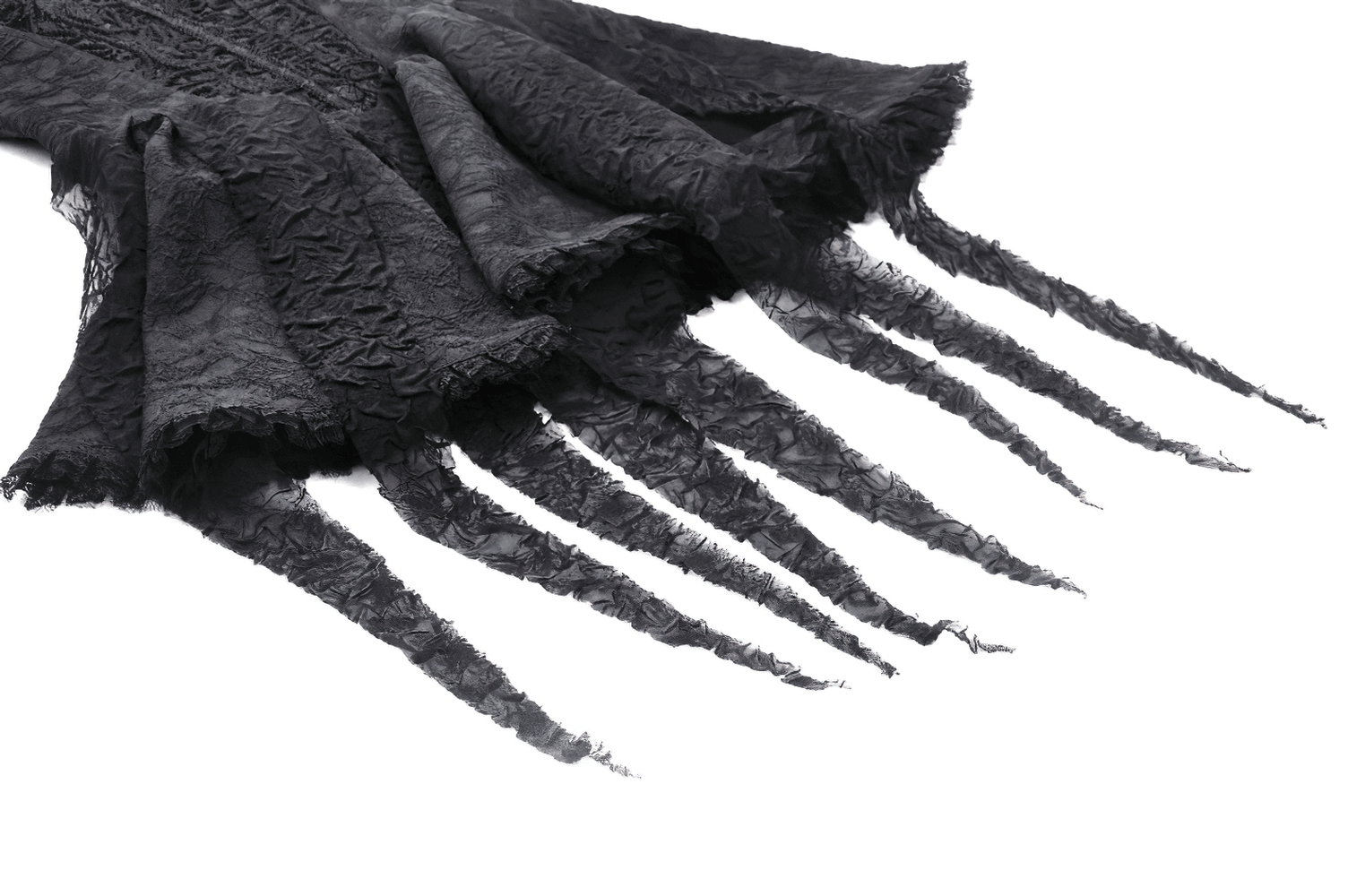 Close-up of elegant black lace fabric with intricate patterns, ideal for a stunning Gothic dress.