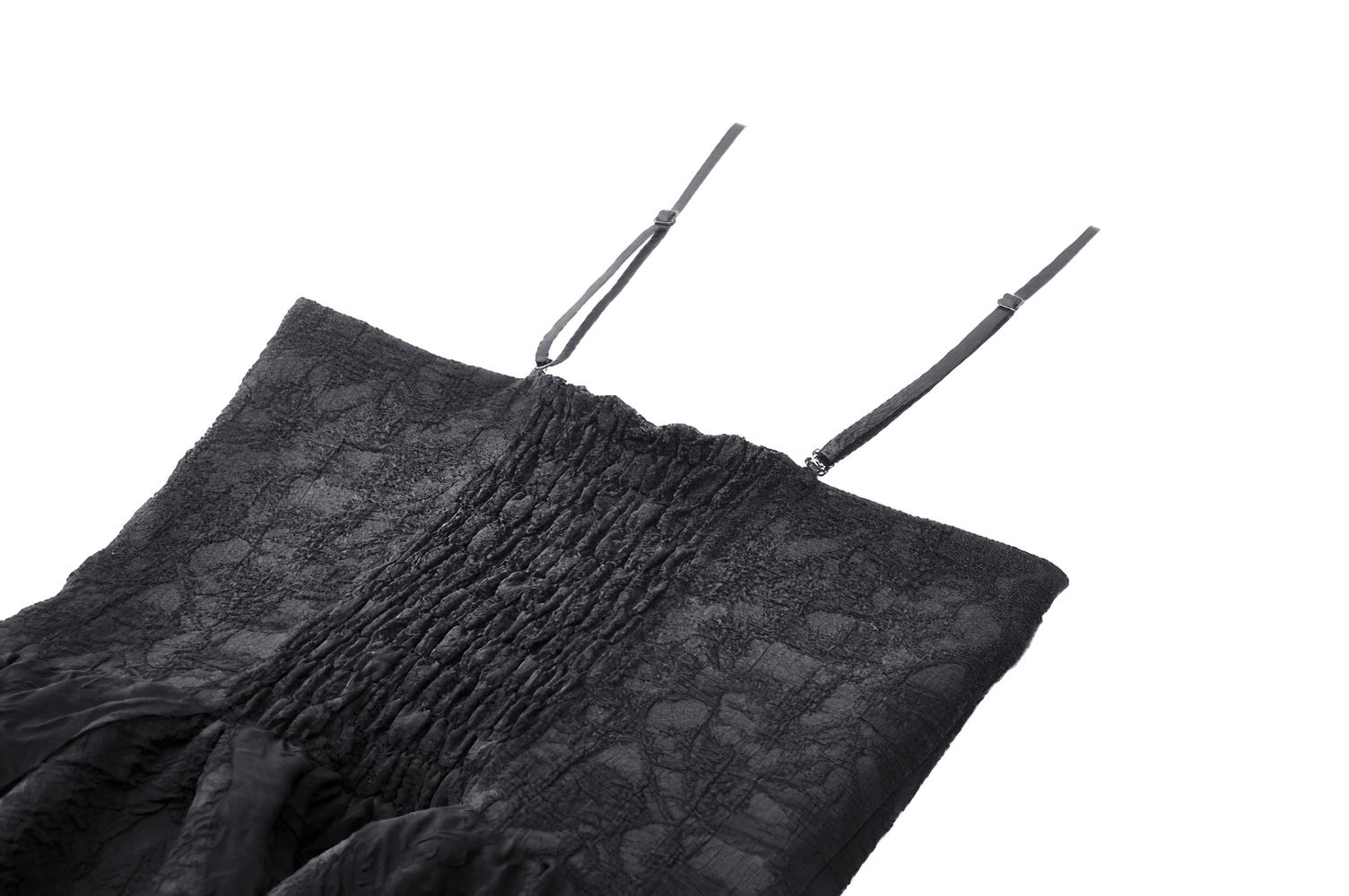 Elegant black lace dress with straps, featuring a fitted bodice and lace overlay, perfect for special occasions.