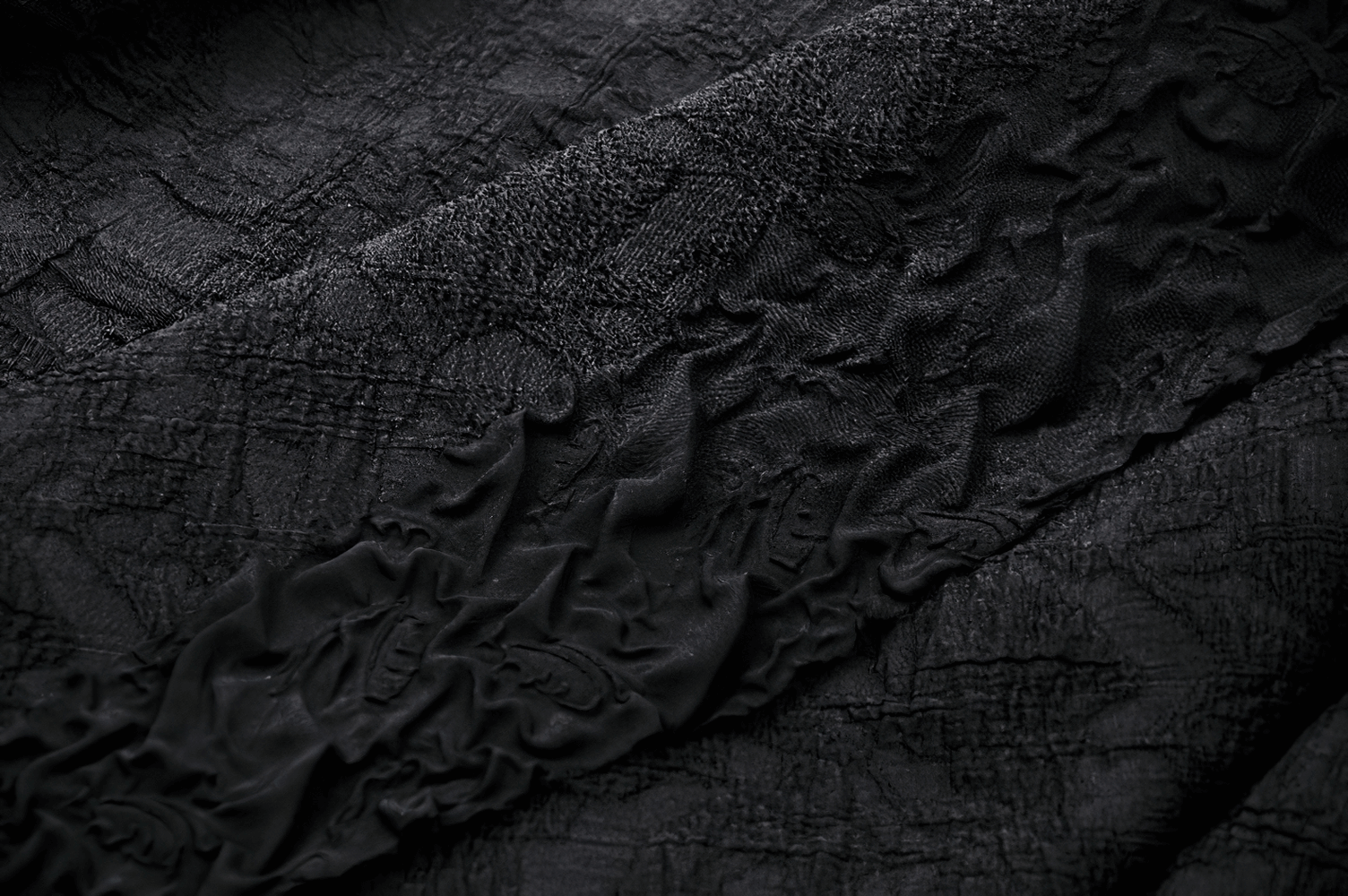 Elegant black lace fabric showcasing intricate textures for a stunning Gothic dress design.