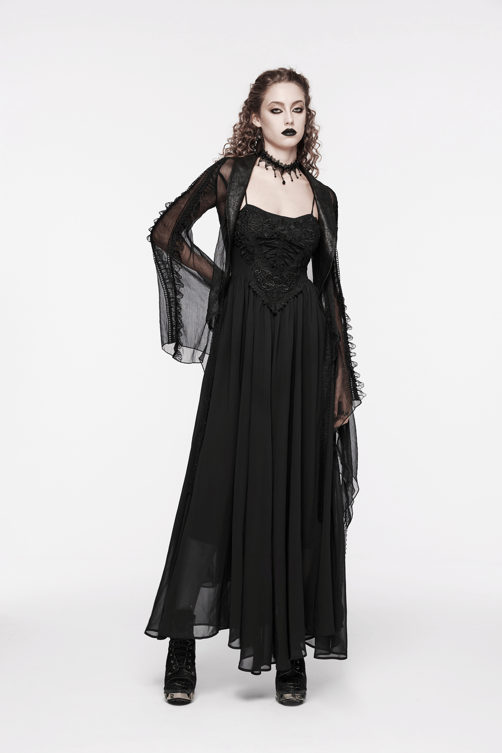 Stunning Women's Black Long Dress with Adjustable Straps