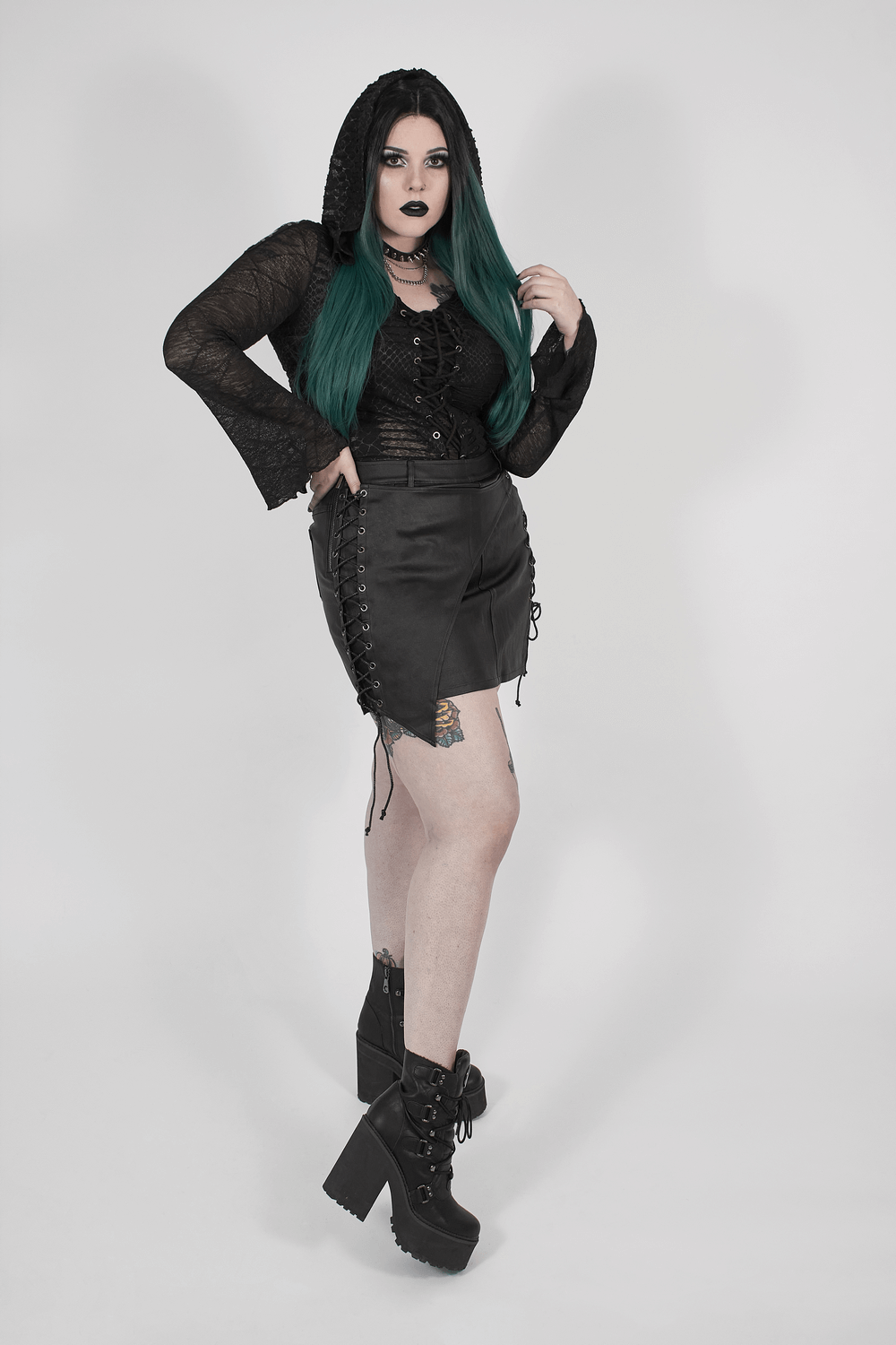 Stylish Adjustable Lace-Up Faux Leather Mini Skirt - HARD'N'HEAVY