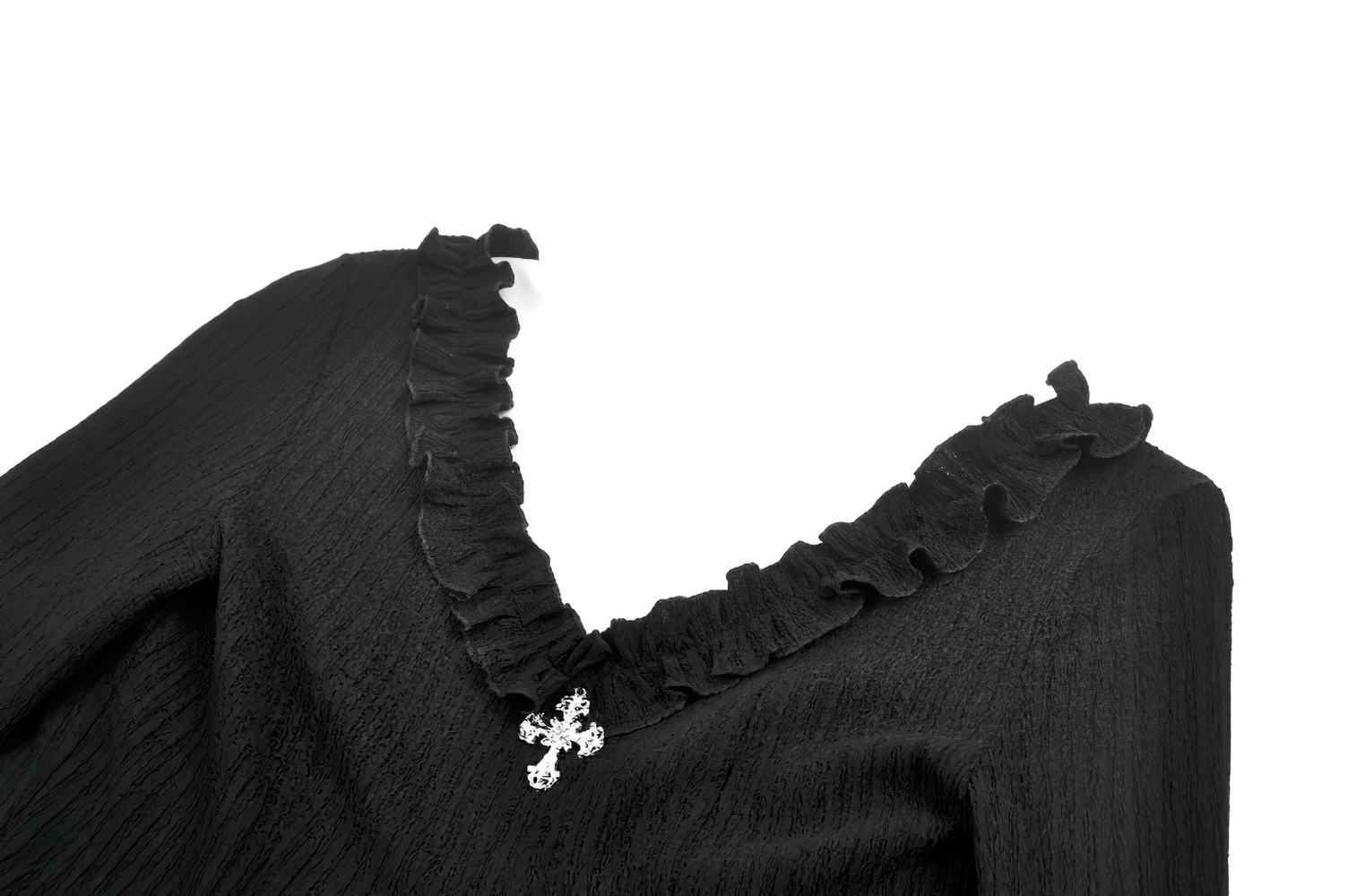 Stylish Bell Sleeved Cutout Ruffle Witchcore Knit Top