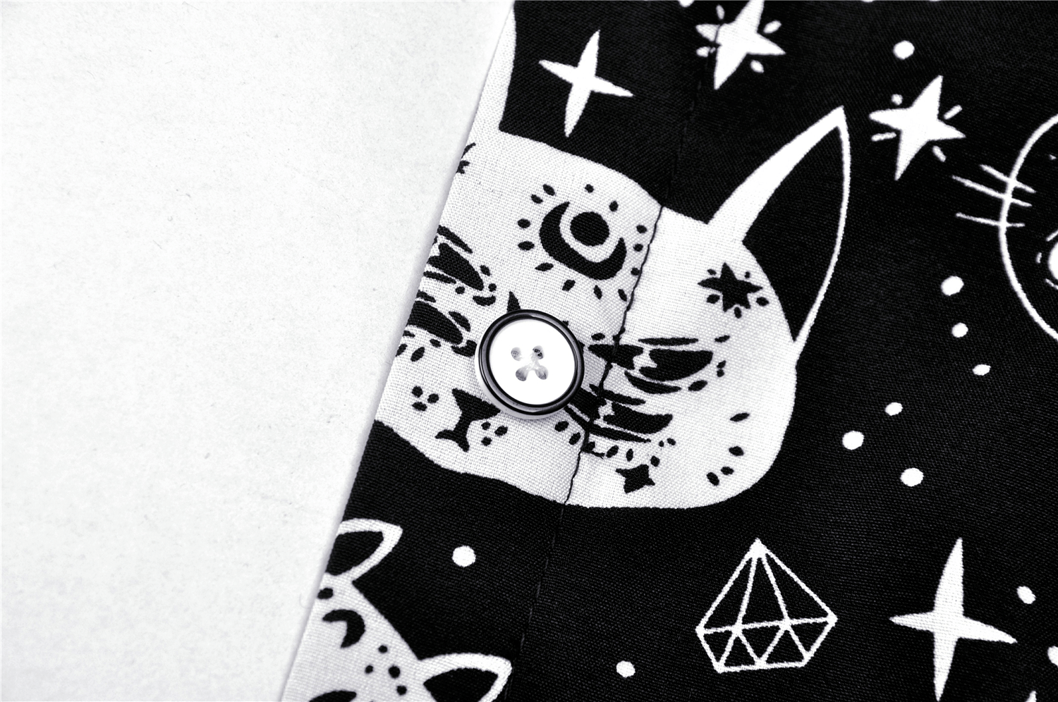 Stylish Black and White Cat Print Gothic Punk Shirt
