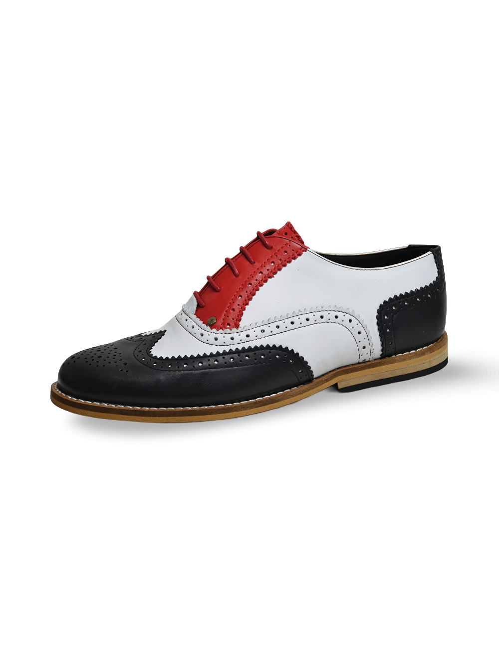 Stylish Black and White with Red Accent Oxford Shoes