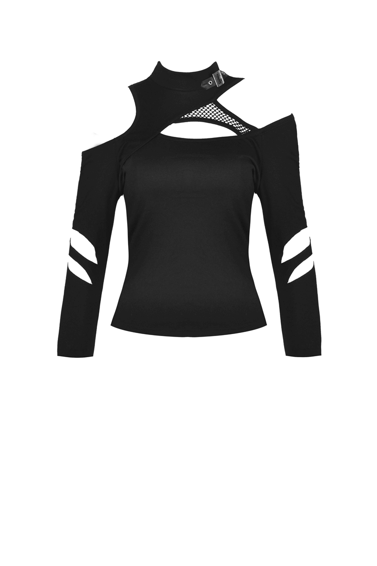 Stylish Black Cut-Out Top with Modern Design Elements