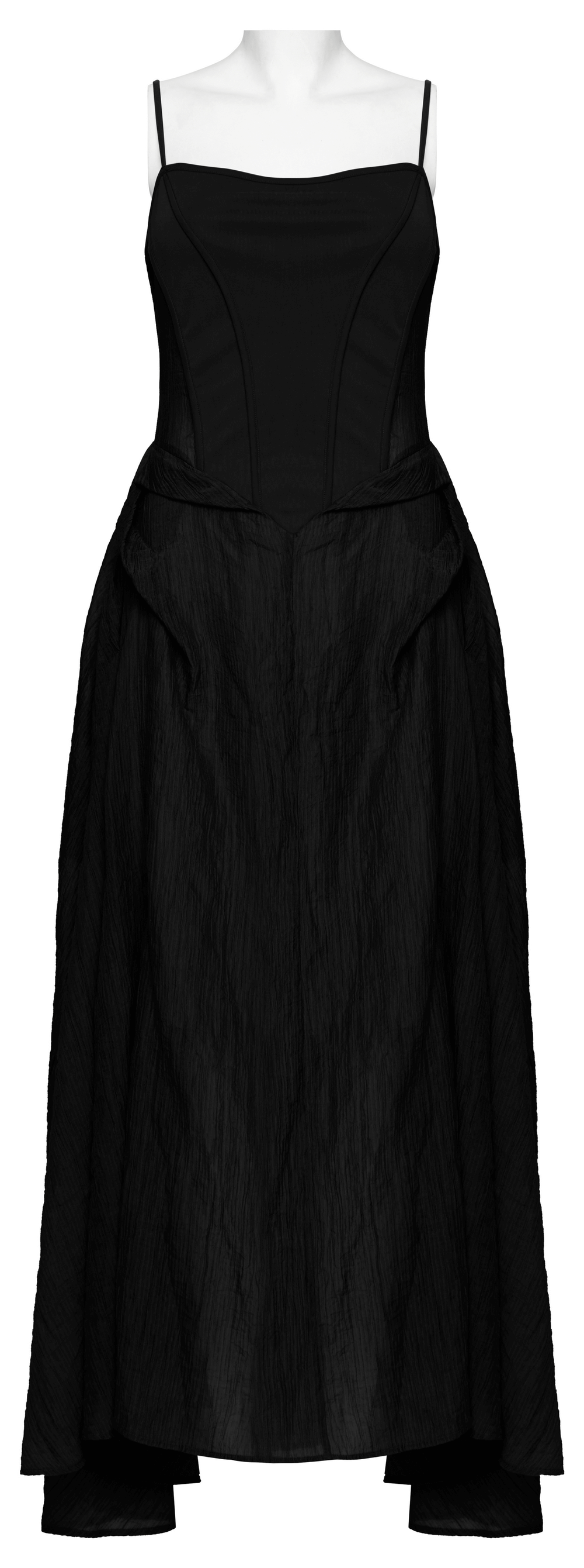 Stylish Black Diagonal Texture Tencel Slip Dress