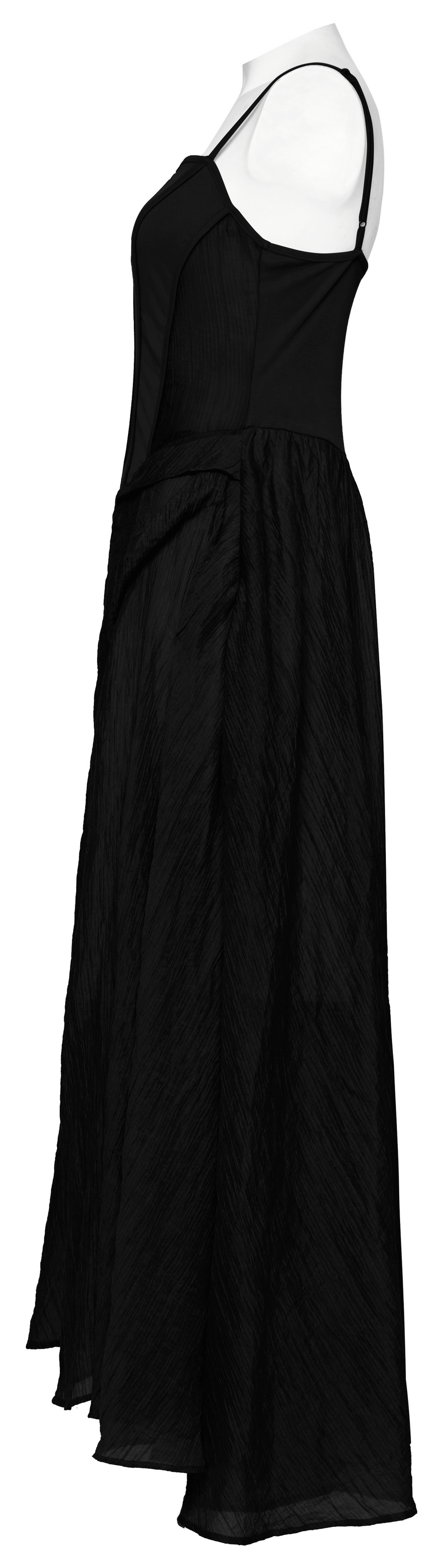 Stylish Black Diagonal Texture Tencel Slip Dress