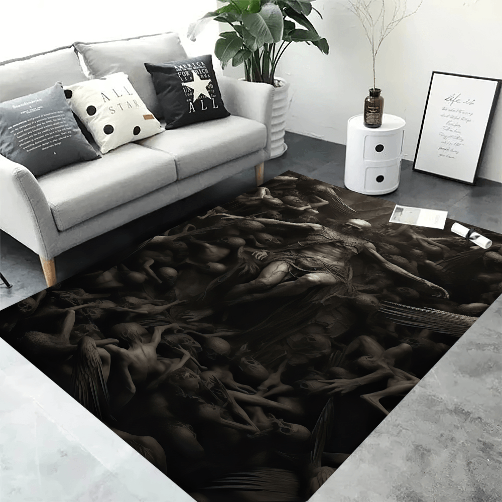 Stylish Black Gothic 3D Area Rug for Dark Decor