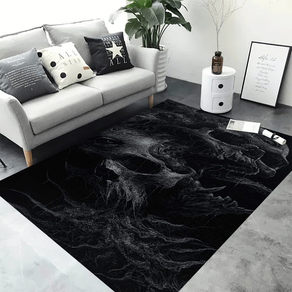 Stylish Black Gothic 3D Area Rug for Dark Decor