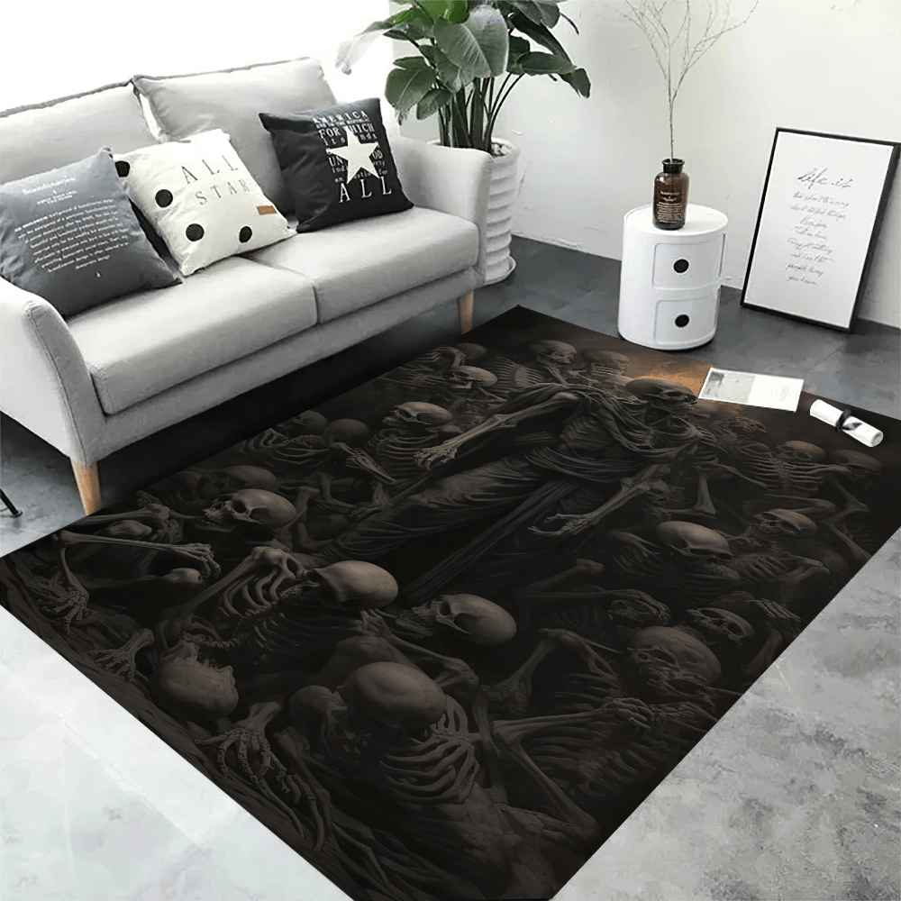 Stylish Black Gothic 3D Area Rug for Dark Decor