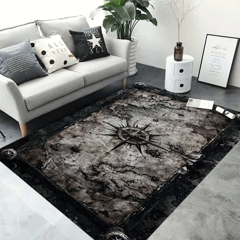 Stylish Black Gothic 3D Area Rug for Dark Decor