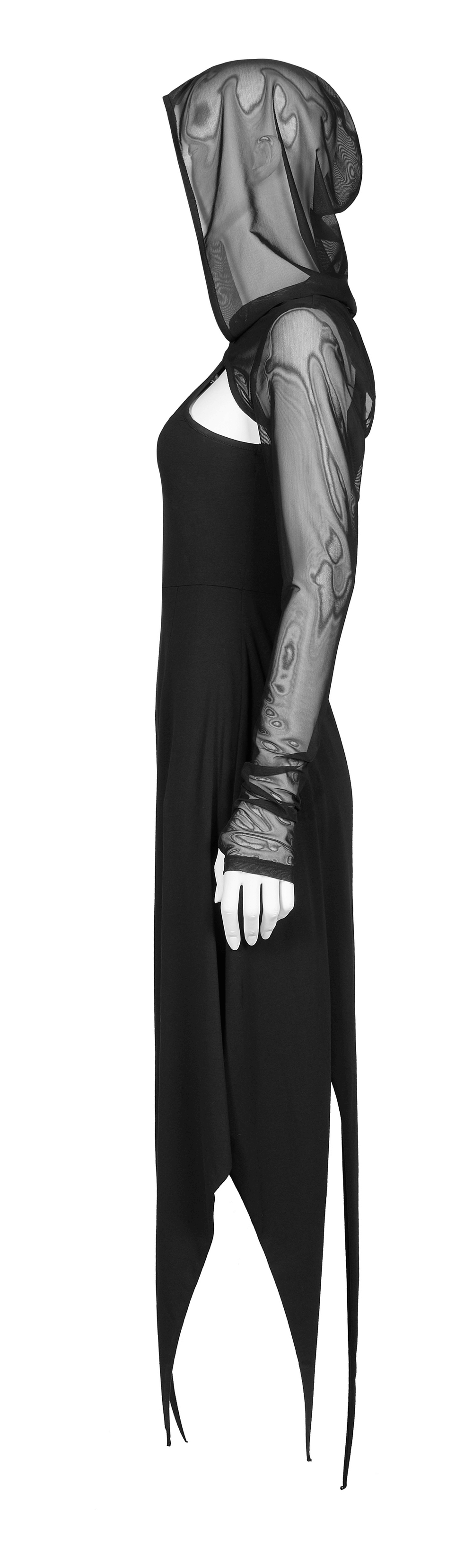 Stylish Black Gothic Cross Cutout Hooded Dress