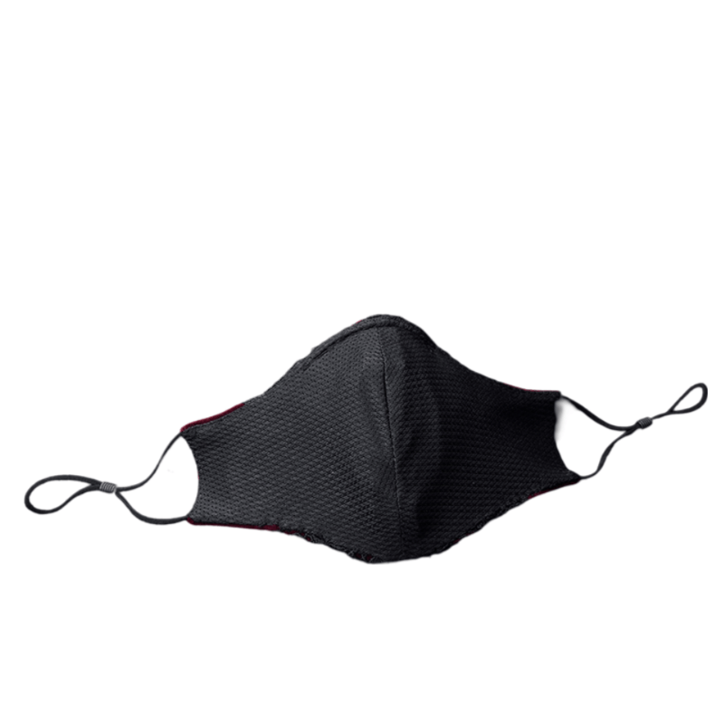 Stylish black textured mask featuring adjustable straps for a comfortable fit and modern design.