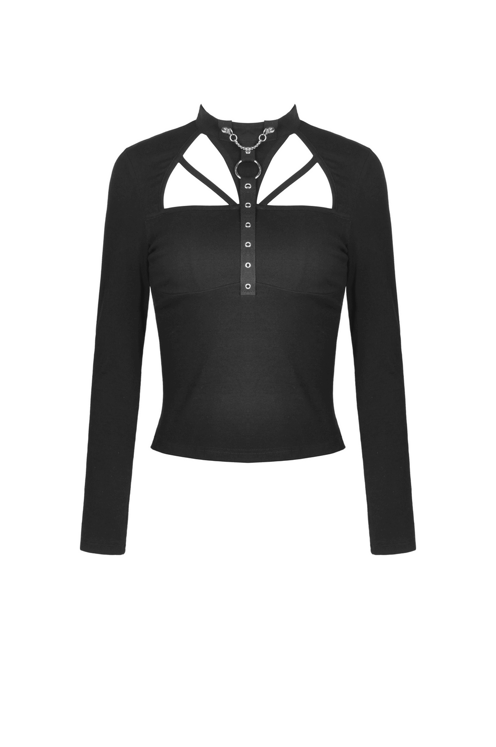 Stylish Black Lace-Up Top with Cut-Out Detailing