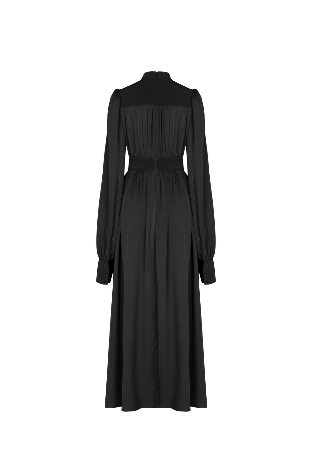 Stylish Black Maxi Dress with Long Sleeves and Chain - HARD'N'HEAVY