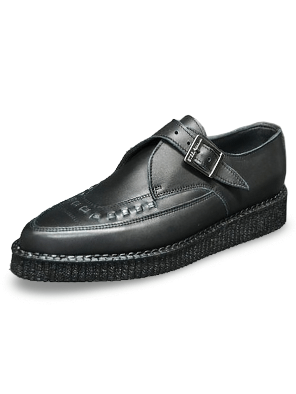 Stylish Black Pointed Creeper Shoes with Buckle