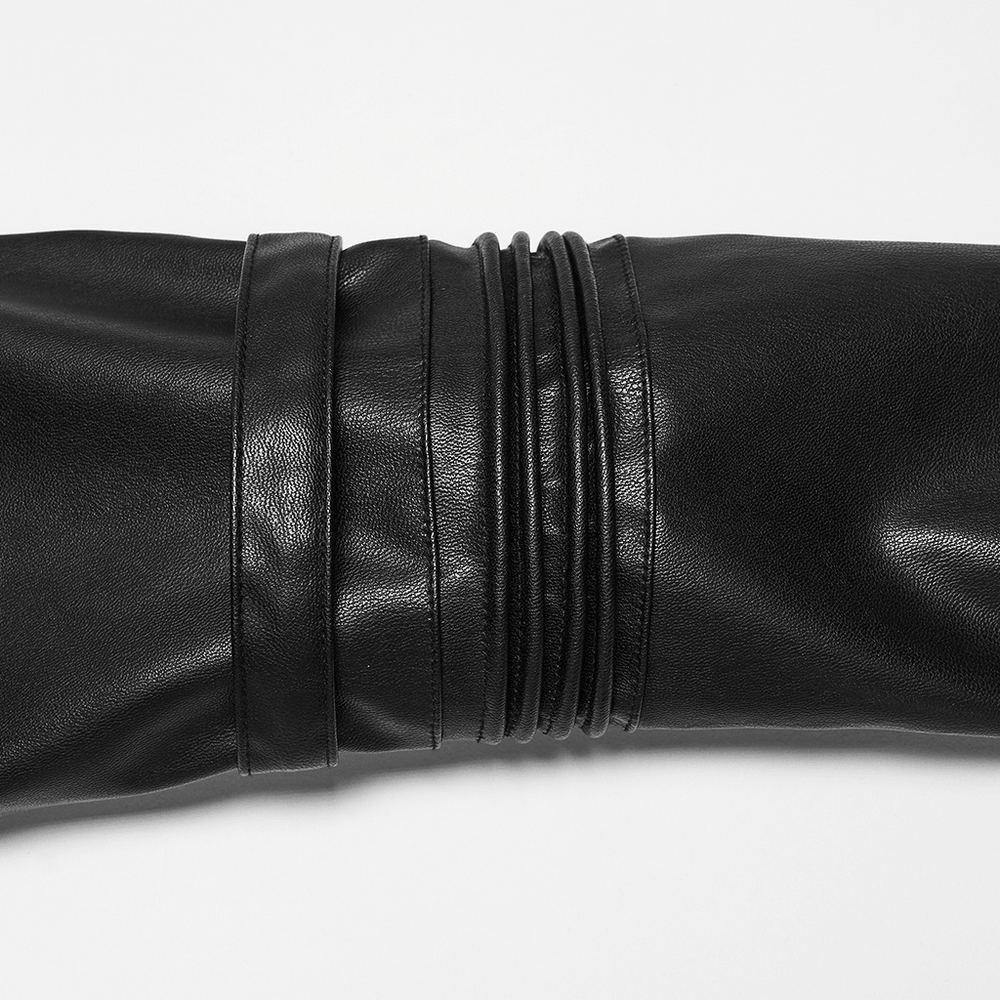 Élégante veste punk cyberpunk en similicuir noir