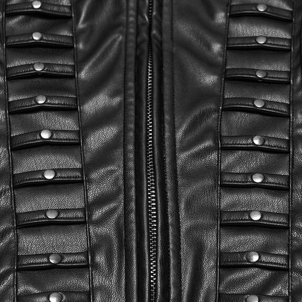 Élégante veste punk cyberpunk en similicuir noir