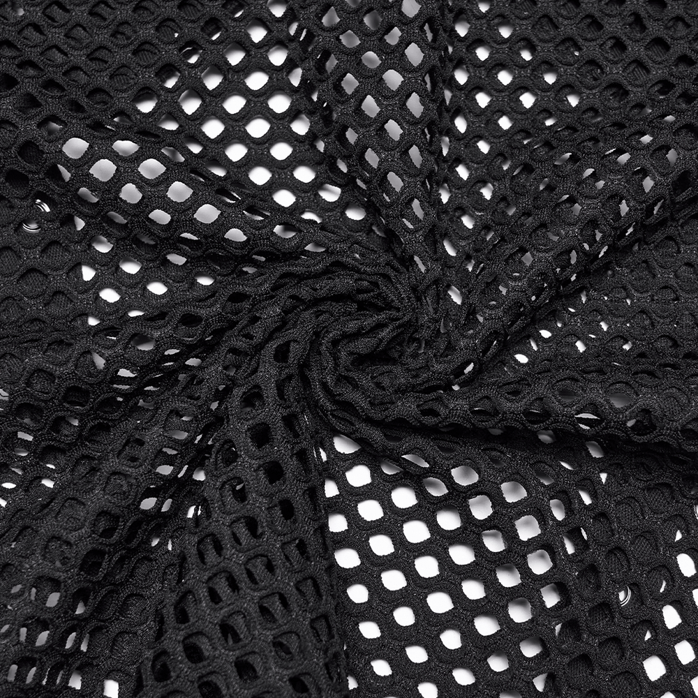 Stylish Black Punk Fishnet Waistcoat with Stud Details