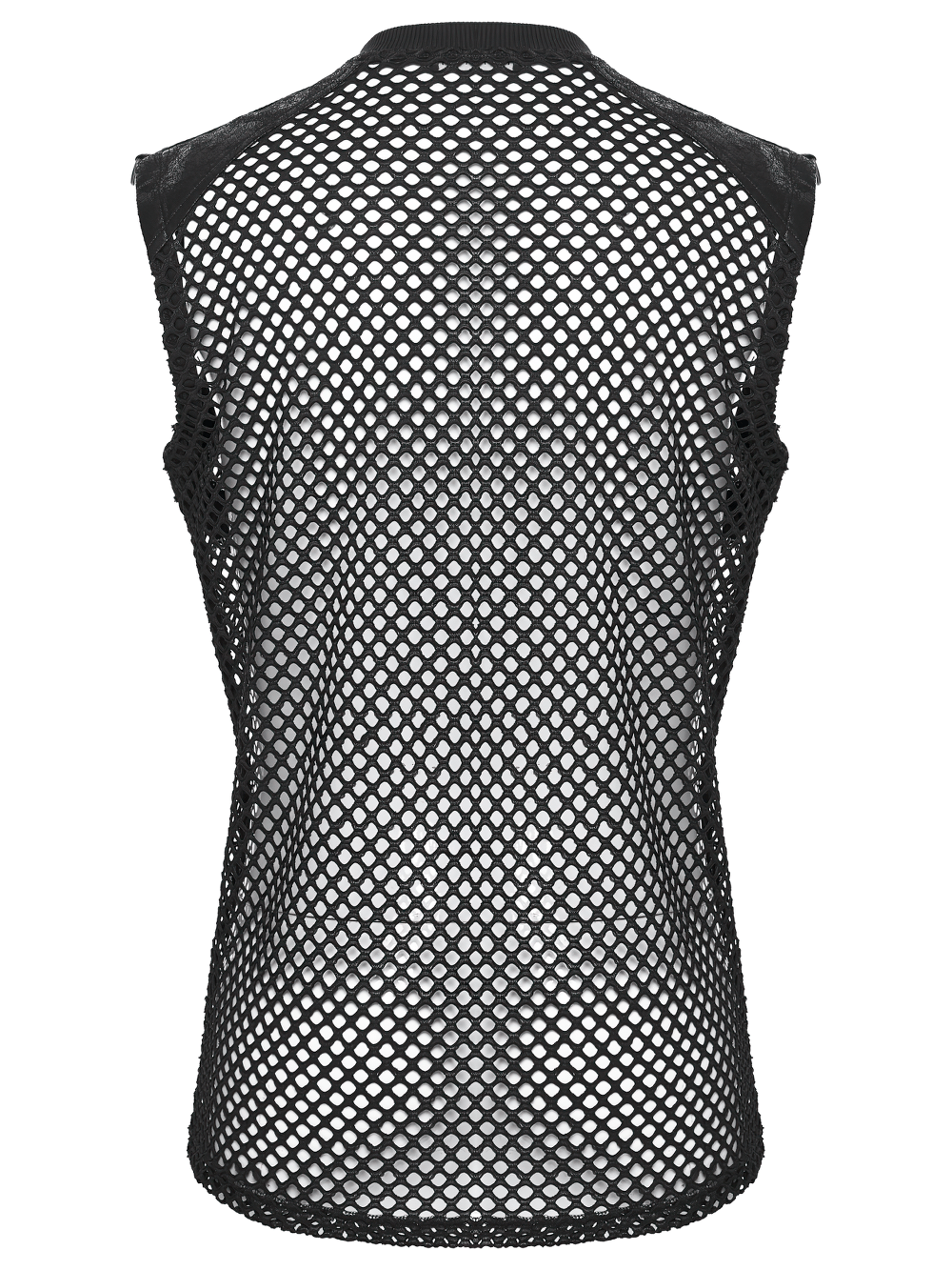 Stylish Black Punk Fishnet Waistcoat with Stud Details
