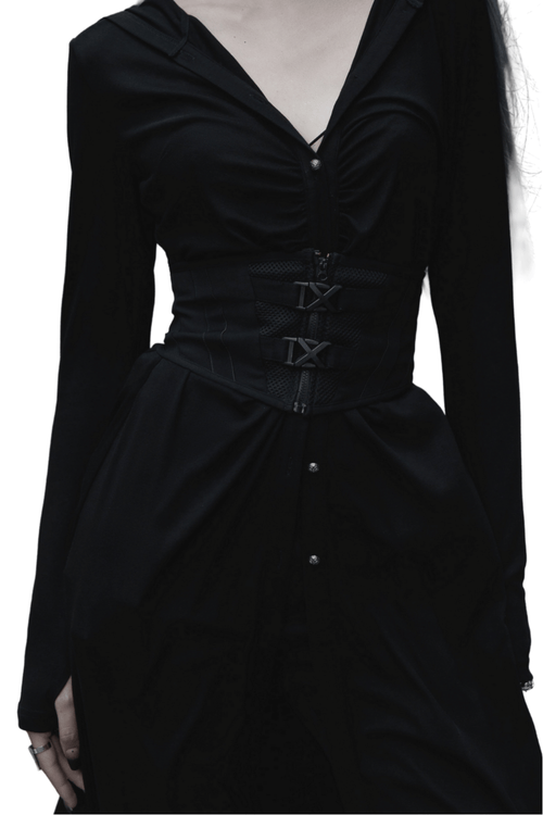 Stylish Black Waistband with Modern Buckle Detail