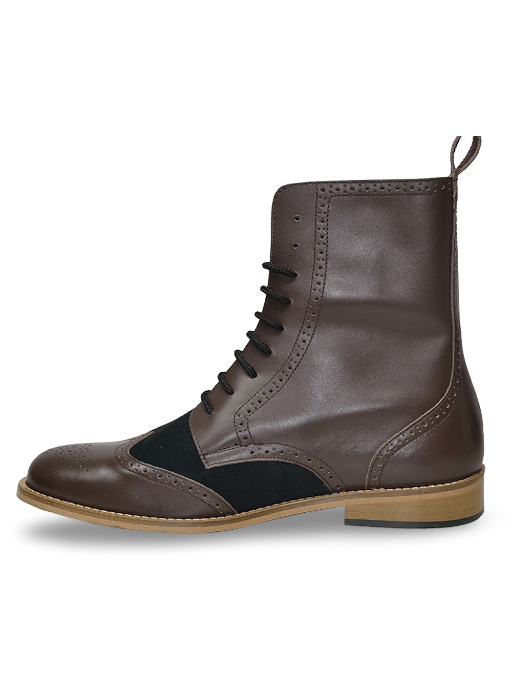 Stylish Brown And Black Leather Lace-Up Boots