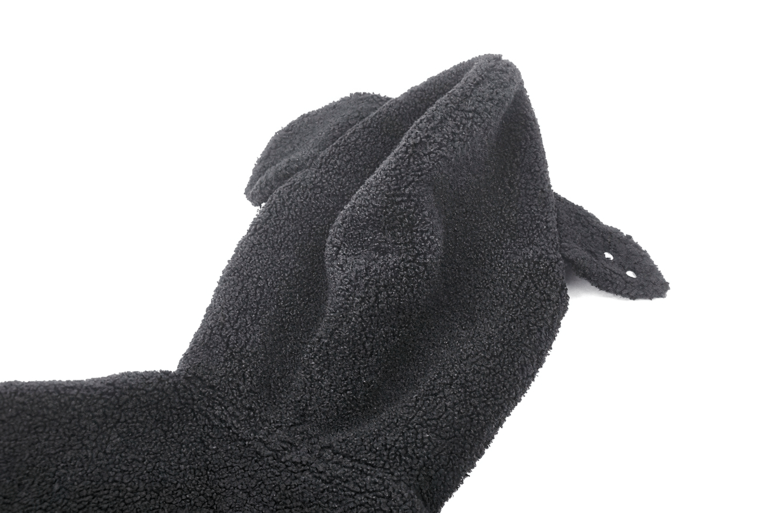 Close-up of the stylish black crop hoodie with playful dog ears, showcasing unique edgy design.