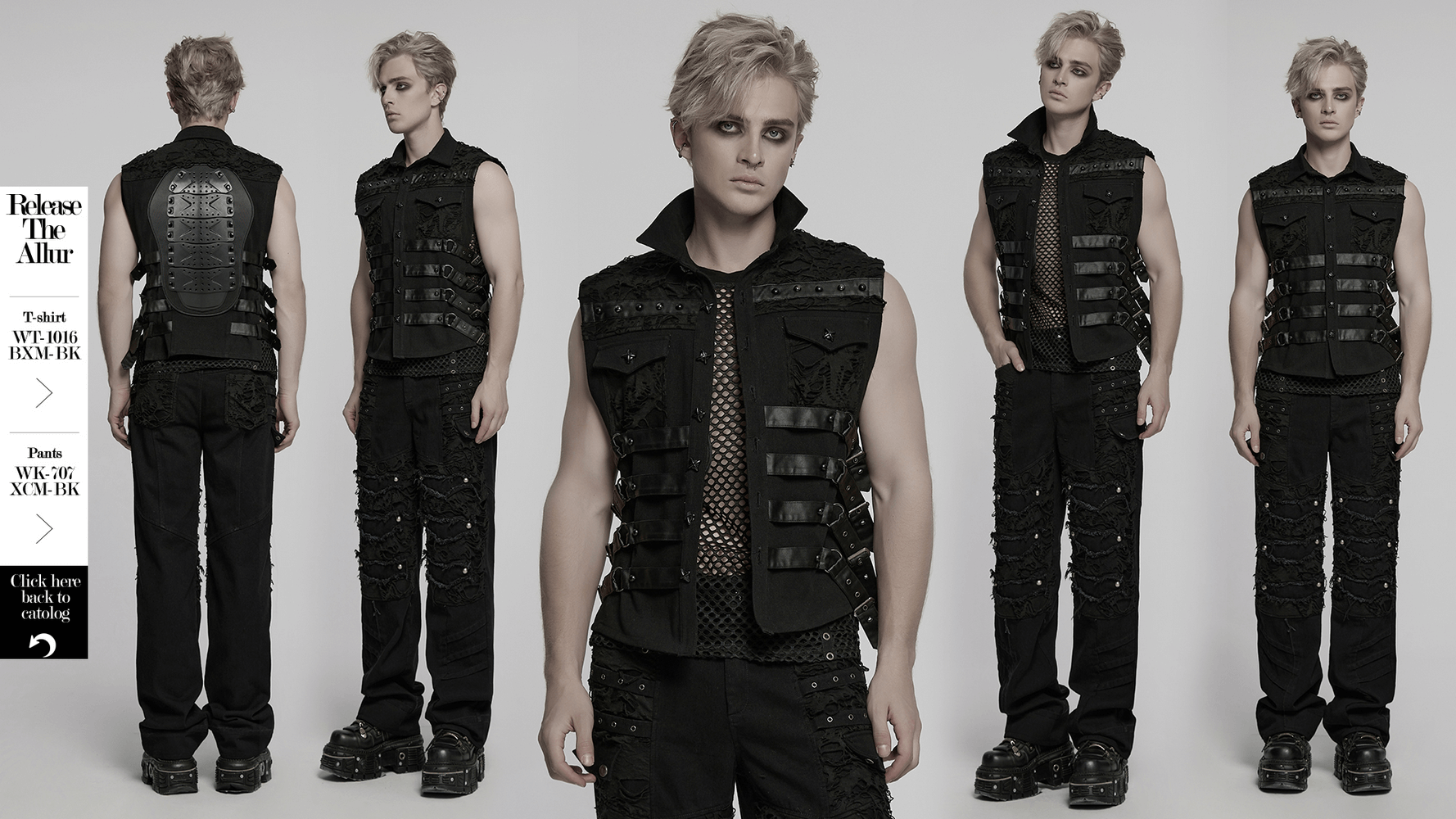 Stylish cyberpunk black vest with armor back panel, showcasing a punk warrior vibe with modern textures and metal accents.