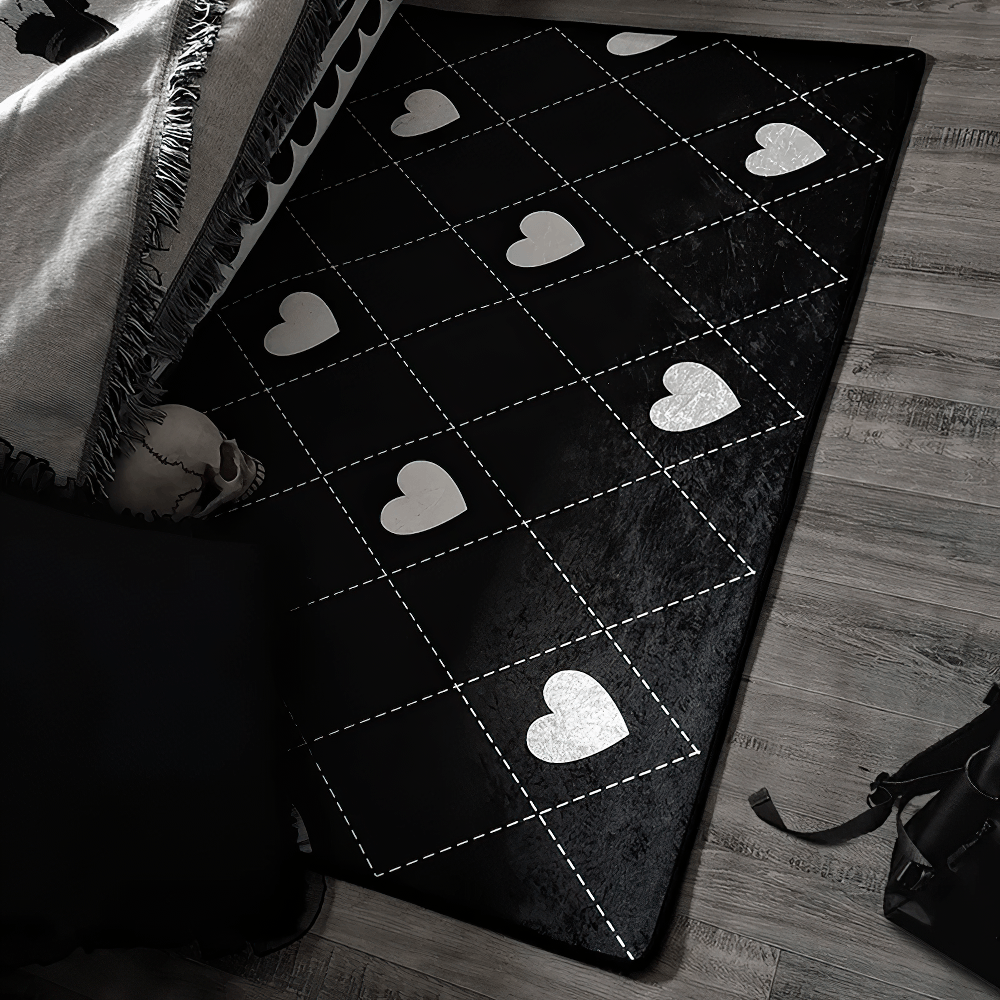 Stylish Dark Gothic Playing Card Checkered Area Rug