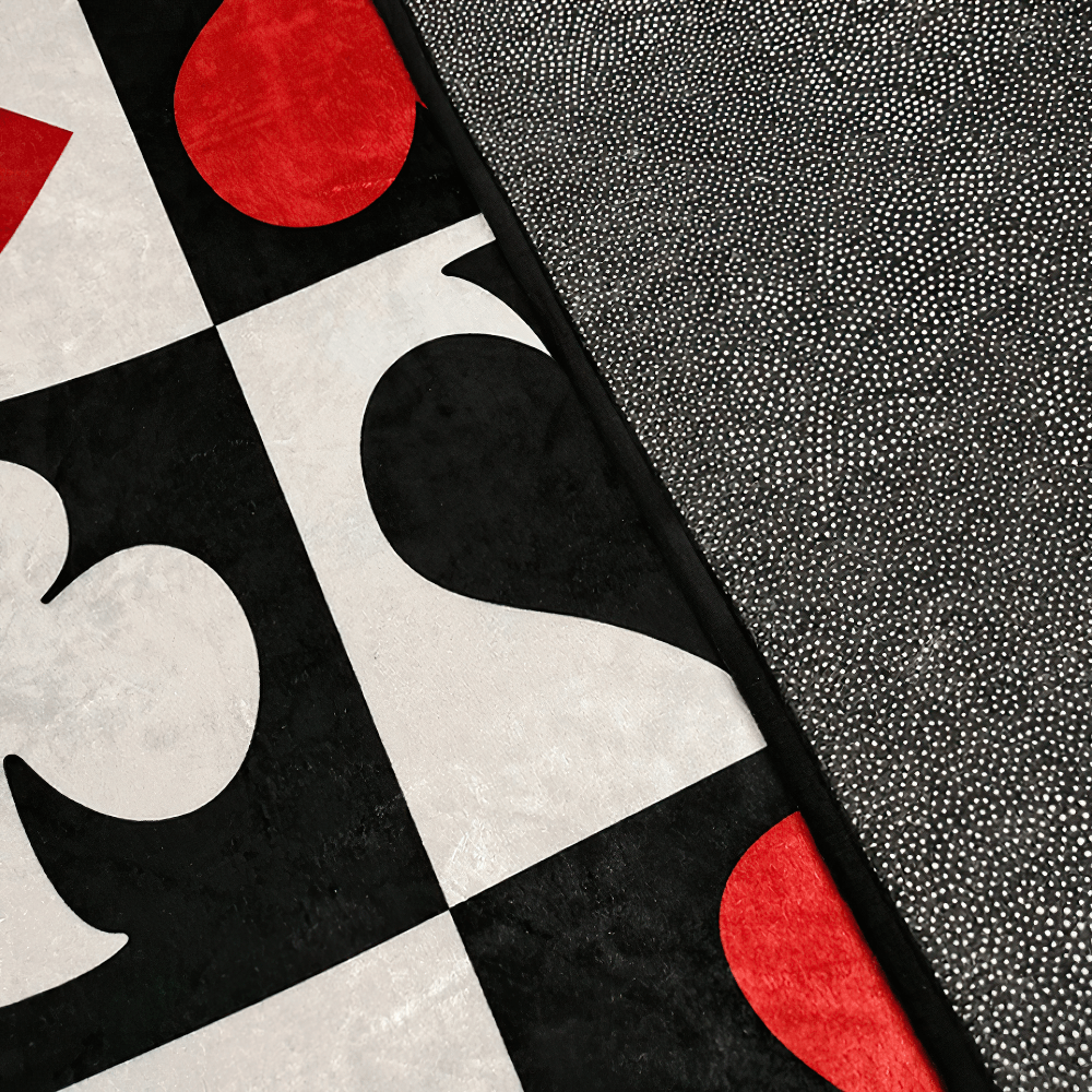 Stylish Dark Gothic Playing Card Checkered Area Rug