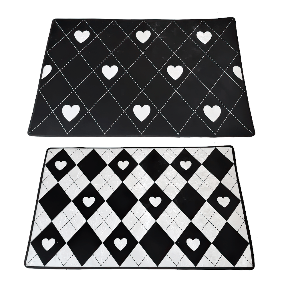 Stylish Dark Gothic Playing Card Checkered Area Rug